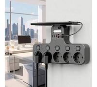 Shein Enchufe europeo estándar con 5 tomas de CA y 6 puertos USB, con sensor de luz y luz nocturna inteligente, interruptor de encendido/apagado independien
