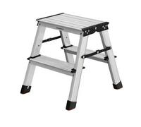 Shein Escalera Plegable, Escalera de Mano, Escalera de Aluminio con 2 Peldaños Antideslizantes, Multifuncional, Carga de 150 kg, Gris Plata y Negro Tinta