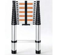 Shein Escalera telescópica, escalera recta plegable portátil de aleación de aluminio reforzada con nudos de bambú para ático, escalera retráctil para uso do
