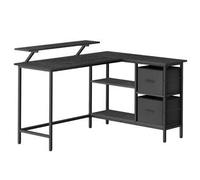 Shein Escritorio en Forma de L con 2 Amplios Cajones, Escritorio para Juegos con Soporte para Monitor, para Esquina, con Estante de Almacenaje Ajustable, pa