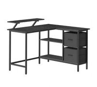 Shein Escritorio en Forma de L con 2 Amplios Cajones, Escritorio para Juegos con Soporte para Monitor, para Esquina, con Estante de Almacenaje Ajustable, pa
