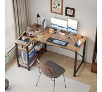 Shein Escritorio Gunji en forma de L de 110 cm, estación de trabajo reversible para PC en esquina con estantes y ganchos para oficina en casa y dormitorio.