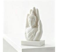 Shein Escultura de Mano de Buda en Blanco y Negro, Estatua de Buda de Escritorio, Decoración de Meditación, Decoración de Oficina, Escultura de Escritorio -