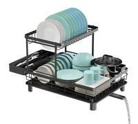 Shein Escurreplatos, escurreplatos con placa escurridora y boquilla giratoria 270°, escurreplatos con cubiertos y portavasos