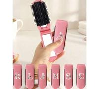 Shein Espejo de maquillaje plegable 2 en 1 - Espejo de tocador portátil, plegable 180°, herramienta de belleza moderna para viajes, con patrón de letras A-Z