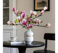 Shein Esta lujosa decoración del hogar con rama de magnolia de jade artificial tiene un toque realista. Los pétalos de magnolia están hechos de tela de seda