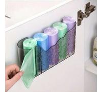 Shein Estante de almacenamiento de bolsas de basura montado en la pared sin taladro, de gran capacidad, ahorra espacio, caja de almacenamiento para cocina/b