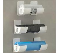 Shein Estante de almacenamiento de bolsas de basura sin taladro, organizador de pared ajustable para bolsas de basura, película adherente, paraguas y fregad