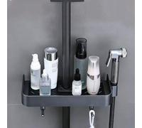 Shein Estante de ducha ajustable negro, estante de almacenamiento para cabezal de ducha, soporte elevador de baño, soporte para brazo de ducha sin perforaci