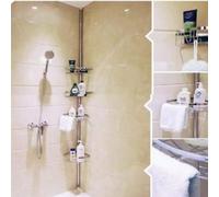 Shein Estante de ducha sin taladrar, estante de esquina telescópico, regulable en altura, estante de esquina para baño de acero inoxidable, de suelo a techo