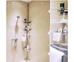 Shein Estante de ducha sin taladrar, estante de esquina telescópico, regulable en altura, estante de esquina para baño de acero inoxidable, de suelo a techo