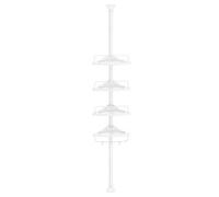 Shein Estante Esquinero de Ducha, Estante de Ducha de Baño de 4 Niveles, 85-305 cm Sportes de Ducha Ajustables, Organizador de Baño, Blanco