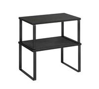 Shein Estante para Especias, Juego de 2, Organizador de Armario, Estante de Almacenamiento de Cocina Extensible, Especiero de Metal y Madera de Ingeniería,