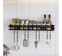 Shein Estante para especias montado en la pared sin taladro, organizador de almacenamiento multiusos para baño y cocina, estante para condimentos estilo gra
