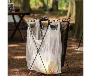 Shein Estante plegable para basura de camping al aire libre, estante plegable portátil para basura, estante para basura de picnic y barbacoa, multifuncional