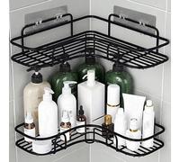 Shein Estante triangular para baño con adhesivo fuerte sin taladro, estantes de esquina resistentes a la oxidación para sostener botellas de champú en la es