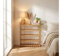 Shein Estantería de 5 niveles de madera de bambú 67x23x89cm, organizador de zapatos con listones