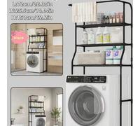 Shein Estantería de almacenamiento de metal de 3 niveles sobre el inodoro para lavadora, organizador de baño vertical que ahorra espacio con barra para toal