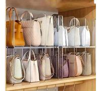 Shein Estantería de almacenamiento transparente, organizador de bolsos y carteras, estante de gabinete extraíble, separador de libros práctico, adecuado par
