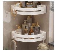 Shein Estantería de ducha de esquina de plástico resistente a la oxidación - Diseño curvo montado en la pared para almacenamiento de champú, cosméticos y ar