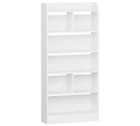 Shein Estantería de libros, estantería de pie, con 6 compartimentos, para salón, oficina, dormitorio, 24 x 80 x 170 cm, color blanco