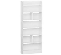 Shein Estantería de libros, estantería de pie, con 7 compartimentos, para salón, oficina, dormitorio, 24 x 60 x 199,2 cm, color blanco