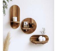 Shein Estantería de pared de madera minimalista moderna, estante decorativo flotante, soporte de maceta montado en la pared, adecuado para dormitorio, sala