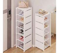 Shein Estantería de zapatos de tela con soporte metálico ajustable, gabinete de zapatos de entrada multicapa que ahorra espacio, estantería de almacenamient