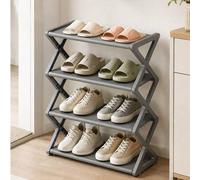 Shein Estantería plegable de 4 niveles para zapatos | Solución de almacenamiento ahorradora de espacio, organizador de plástico con marco en X, diseño vinta