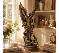 Shein Estatua de Ángel Arcángel Miguel de Bronce, Decoración del Hogar, Ornamento para Sala de Estar, Entrada, Estantería, Repisa de Chimenea, Mesa Lateral,