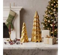 Shein Estatua de Árbol de Navidad de Lujo Minimalista Moderno en Oro Mate - Decoración de Encimera con Piña y Pliegues, Regalo para Festividades y el Hogar