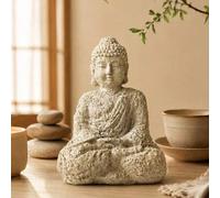Shein Estatua de Buda Zen, Figura de Buda Sentado para Sala de Meditación, Estudio de Yoga, Rincón de Oración, Estantería del Dormitorio, Decoración de Mesa