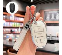 Shein Este estuche para llaves de coche con correa de llavero es compatible con los modelos Peugeot 2008, 3008, 4008, 5008, 308, 408, 508 y Citroën C1, C2,