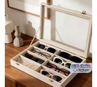 Shein Estuche de almacenamiento de gafas de sol de 8 rejillas de terciopelo, caja de exhibición de gafas que se ajusta a todas las gafas, organizador para e