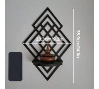 Shein Exquisito estante de pared de madera flotante, estante colgante de pared geométrico de rombo para plantas, estante de pared para decoración de plantas