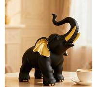 Shein Figura decorativa de elefante de buen augurio - Opciones elegantes en negro y blanco, escultura de resina con detalles dorados, decoración de arte mod