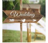 Shein Flecha de madera plana y retro para boda en 2D | Diseño "Boda" con corazón y flecha, fácil de colgar como cartel de bienvenida para ceremonia de boda