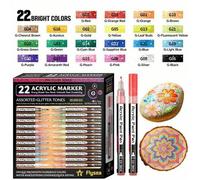 Shein Flysea Juego de 22 colores, variedad de bolígrafos para pintar, bolígrafos de marcador acrílico con tinta líquida, 22 tonos de piel + 22 sistemas de c