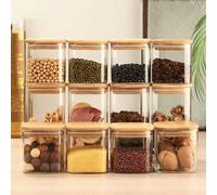 Shein Frascos de especias de vidrio, recipientes de almacenamiento rectangulares herméticos con etiquetas, adecuados para la organización de la cocina, el a