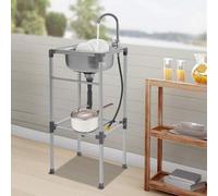 Shein Fregadero de cocina independiente con escurridor y grifo de 360°, capacidad de carga de 60 kg, independiente sin mueble (38x33 cm, plateado)