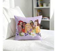 Shein Funda de cojín con diseño de Princesas Disney, funda de cojín decorativa con arte de grupo de princesas florales lindas, funda de cojín cuadrada suave