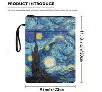 Shein Funda de libro con estampado de "La Noche Estrellada" de Vincent Van Gogh en lienzo - Funda de libro lavable de diseño artístico para cubrir libros du