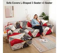 Shein Funda de sofá para sofá de esquina en forma de L, juego de 2 fundas elásticas y ajustables para sofá con 2 fundas de cojín, mantas para sofá, funda un