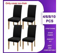 Shein Funda para silla lisa de 4 piezas/6 piezas/8 piezas/10 piezas, fundas elásticas de poliéster desmontables para sala de estar, comedor, dormitorio, par