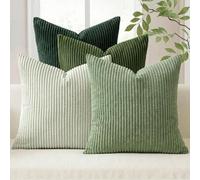 Shein Fundas de cojín de pana, decorativas, suaves, para el sofá, sillón, hogar, dormitorio, juego de 4, 40 x 40 cm, serie verde salvia