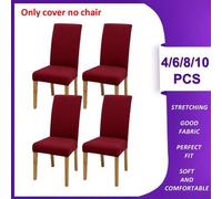 Shein Fundas de silla de unicolor, 4 piezas / 6 piezas / 8 piezas / 10 piezas, estilo moderno, elásticas y desmontables de fibra de poliéster, adecuadas par