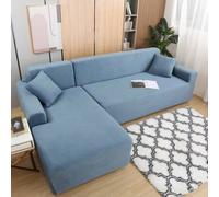 Shein Fundas de sofá en Forma de L, Funda de sofá de Terciopelo Grueso elástico, Funda de sofá, Fundas de sofá seccionales de 3 plazas + 3 plazas, 2 Piezas,