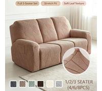 Shein Fundas para sofá reclinable de 1/2/3 plazas para sala de estar, con patrón de hojas, fundas elásticas para sofá relax, sillón y sofá reclinable, funda