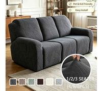 Shein Fundas para sofá reclinable de 1/2/3 plazas para sala de estar, fundas elásticas con patrón de hojas para sofá, sillón relax y sofá reclinable, fundas