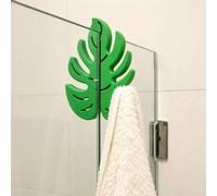 Shein Gancho colgante para puerta de baño con diseño de helecho y tortuga, sin necesidad de perforar, estante para toallas y gancho de almacenamiento, decor